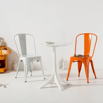 Столовая Кухня Металлический стул Столовая Бар Складываемый Стул Металлический Уличный стул Офисный Обеденный стул со спинкой Жестяной стул