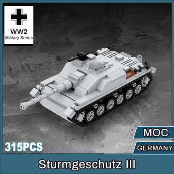 Строительные блоки для боевого танка Sturmgeschutz III Военная немецкая армия Второй мировой войны, строительные подарки для взрослых, детские кирпичи, игрушки для мальчиков