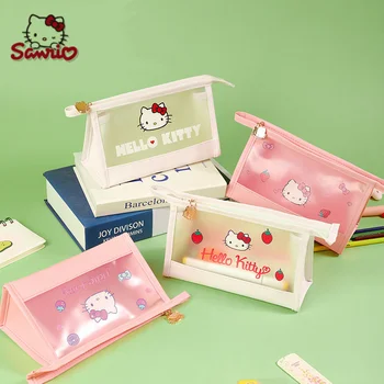 Сумка для карандашей Sanrio, Полупрозрачная Глазурь, косметичка для хранения пеналов большой емкости, школьные принадлежности, канцелярские принадлежности, подарок для детей