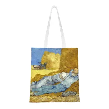 Сумка для покупок Siesta с принтом Kawaii, прочная холщовая сумка для покупок на плечо в стиле Винсента Ван Гога