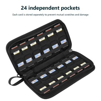 Сумка для хранения игровых карт памяти с 24 слотами для переключателя / Switch OLED-игровая карта, футляр для хранения карточек, органайзер с ручкой, сумка для хранения