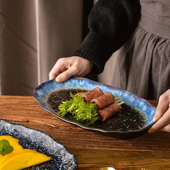 Тарелка для рыбы на пару в японском стиле домашнее креативное керамическое блюдо фруктовая тарелка овальная коммерческая фирменная ресторанная тарелка для завтрака se