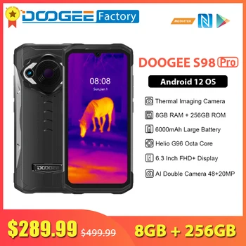 Тепловизионная камера DOOGEE S98 Pro, мобильный телефон 8 ГБ 256 ГБ 6000 мАч, смартфон 6,3 дюйма, 20-мегапиксельный мобильный телефон ночного видения