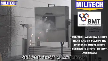 Тестовое видео-Militech NIJ IV 0101.06 Видео Стресс-тестирования E-образных панелей из глинозема, Керамики и полиэтилена