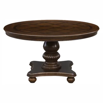 Традиционный обеденный стол, 1 шт., основание для пьедестала с коричневой вишневой отделкой, круглый стол, мебель для столовой, коричневый микс из твердых материалов