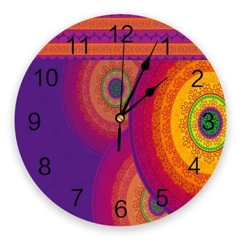 Узор Красочный Индия Настенные часы для спальни Большие Современные Кухонные Обеденные Круглые Настенные Часы Часы Для гостиной Часы Для домашнего декора