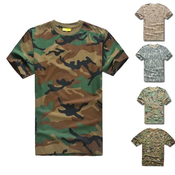 Уличная боевая рубашка, хлопковая футболка с коротким рукавом, тактическая военная форма, камуфляж с круглым вырезом, Дышащая мужская футболка для страйкбола