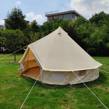 УЛИЧНАЯ палатка Oxford Bell белого цвета с кожухом для печки на стене / Походная палатка для путешествий / Зимние палатки для кемпинга на открытом воздухе / Брезент