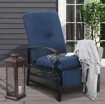 Уличное металлическое регулируемое кресло для отдыха с откидной спинкой