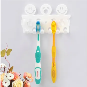 Улыбающееся лицо Мультяшная настенная присоска Держатель для зубных щеток Пластиковый органайзер для домашней ванной комнаты Инструмент