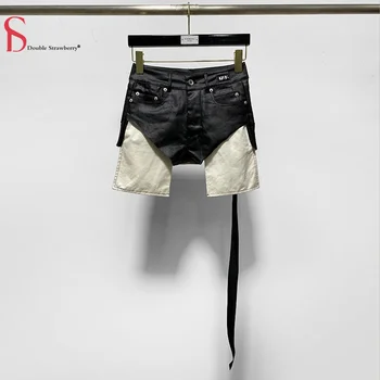 Ультракороткие джинсовые треугольные брюки с большими карманами от знаменитостей онлайн, Сексуальные женские короткие брюки, Черный