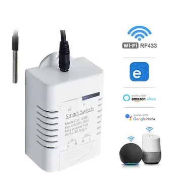 Умный переключатель eWeLink TH16 16A Мониторинг температуры и влажности WiFi Переключатель Беспроводного управления Совместим с Alexa Google Home