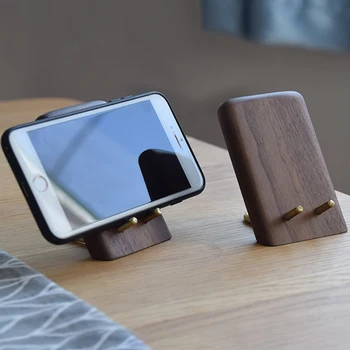 Универсальный деревянный настольный держатель для планшета, настольный держатель для мобильного телефона, деревянная подставка из ореховой березы для iPhone 11 iPad