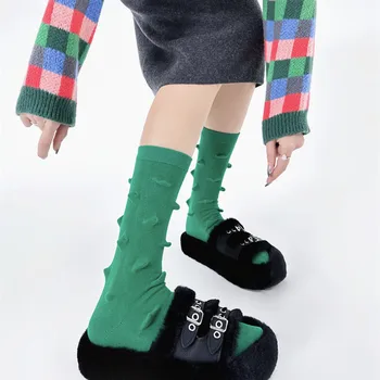 Унисекс для Мужчин И Женщин, Модные Брендовые Дизайнерские Носки Tide, Креативные 3D Выпуклые Забавные Милые Ежики, Однотонные Носки Средней Длины, Хлопковые Носки