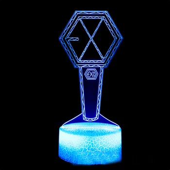 Фанаты логотипа Kpop Star Team EXO, 3d светодиодная лампа для спальни, Манж, Аватар, ночные светильники, декор детской комнаты, подарок ребенку на день рождения