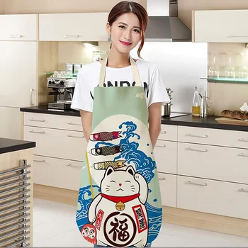 Фартук из хлопка и льна, кухонный нагрудник без рукавов из японского мультфильма 