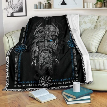 Флисовое одеяло Norse God Odin с 3D принтом, шерп-одеяло на кровать, домашний текстиль, Сказочные аксессуары для дома Twin Queen King Size