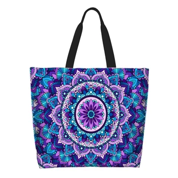 Художественная сумка Mandala Многоразовая складная сумка для покупок Высококачественная сумка-тоут большого размера, водонепроницаемые сумки через плечо большой емкости