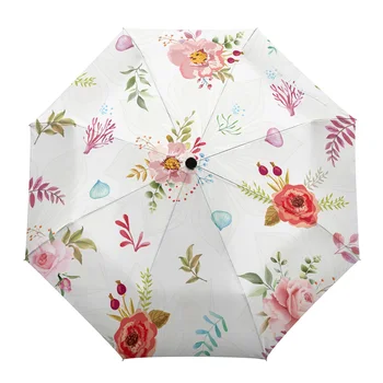 Цветы, листья, круги, автоматический складной зонт, мужской Женский зонт с принтом, легкий дождевик