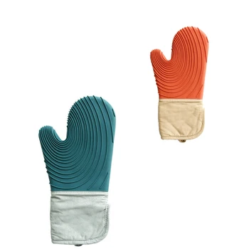 Цельные силиконовые перчатки для духовки с защитой от ошпаривания, рукавицы, Кухонные Силиконовые перчатки, Лоток, блюдо, Миска, Изоляция для выпечки, Зажим для рук