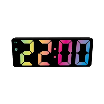Цифровой будильник Цветной светодиодный дисплей Современные настольные светодиодные часы (модель Black Shell Black D)