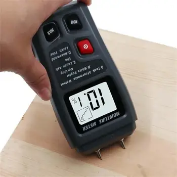 Цифровой измеритель влажности древесины с двумя контактами 0-99.9%, Тестер влажности древесины, детектор влажности древесины с большим ЖК-дисплеем