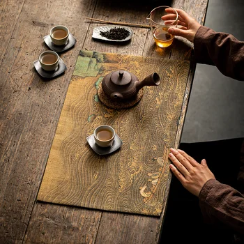 Чайный коврик Mabu Zen Чайное полотенце ткань художественный настольный флаг Новый китайский стиль Теплоизоляционный коврик Qianli Jiangshan чайная церемония чайная ткань