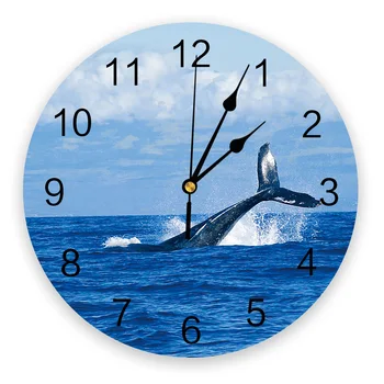 Часы для прыжков с океанским дельфином, Декор для гостиной, Большие Круглые настенные часы, Настольные кварцевые часы без звука, Украшение спальни, Настенные часы