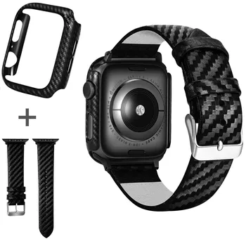 Черный Карбоновый Защитный Чехол Для Apple Watch Ремешки 42 мм 44 мм 38 мм 40 мм Чехлы для часов Бампер для iWatch Серии 6 5 4 3 2 1 Ремешок