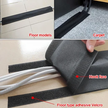 Чехол для кабеля длиной 1 метр, мягкий Регулируемый крючок и петля, чехол для кабеля для офисного стола, для пола / ковра / багажника / канцелярских принадлежностей на столе