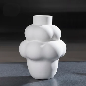 чисто белая матовая уникальная форма шелкопряда для внутреннего керамического домашнего декора, ваза для цветов