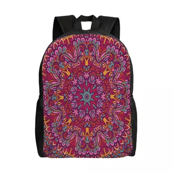 Школьная сумка 15-дюймовый рюкзак для ноутбука Повседневная сумка через плечо дорожный Индийский этнический Красочный геометрический рюкзак с мандалой Mochila