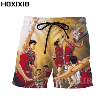 Шорты HOXIXIB Slam Dunk, мужская одежда, 3D Принт, молодежный комикс, Сакураги Ханамичи, Эластичный пояс, Женские повседневные спортивные брюки на песчаном пляже