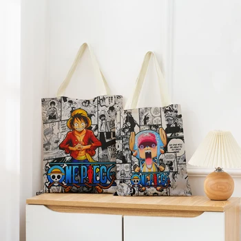 Эко-сумка для покупок с рисунком аниме One Piece Market, двусторонний принт, складная женская сумка, Портативная сумка для удобного хранения