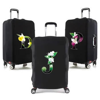 Эластичный дорожный чехол для 18-32-дюймового чемодана, Дорожные принадлежности, тележка с цветочным принтом из 26 букв, защитный чехол для пылезащитного багажа