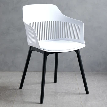 Эргономичные Черные обеденные стулья, Белые пластиковые Кухонные Минималистичные обеденные стулья, Скандинавская современная мебель Silla Nordica в стиле фанк.