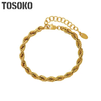 Ювелирные изделия из нержавеющей стали TOSOKO, твист-браслет особой формы, женский модный браслет BSE229