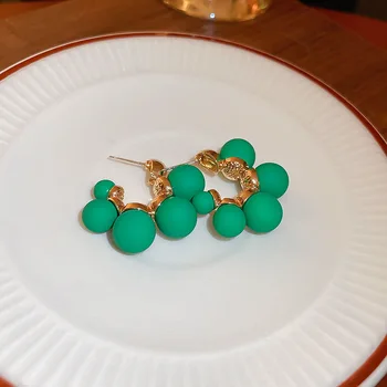 Японские Корейские Новые Зеленые Акриловые серьги-кольца в форме шара С-образной формы для женщин, модные ювелирные изделия, Геометрические серьги-кольца оптом